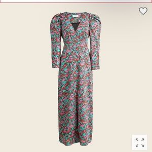 J. Crew Floral Midi Dress - Green and Pink